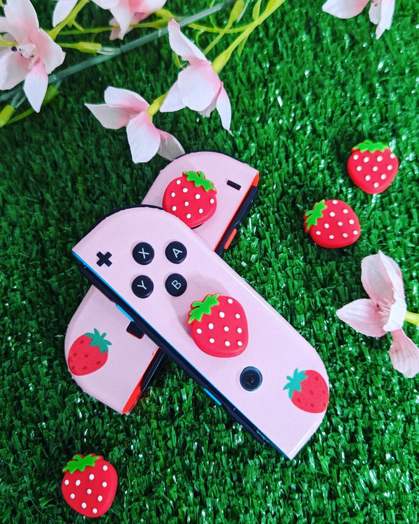 2pc Switch Thumb Grips - Strawberry - Cap Joy Con Grip For all Nintendo Switch