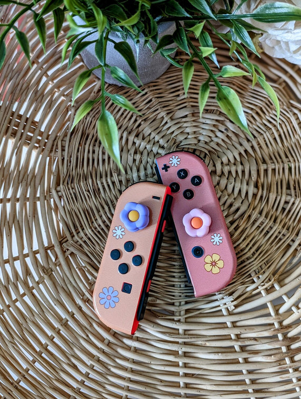 2pc Switch Thumb Grips - Flowers - Cap Joy Con Grip For all Nintendo Switch