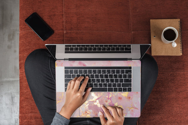 Pink Gold MacBook Skin Premium 3M Vinyl Wrap With Metallic Gold Veining