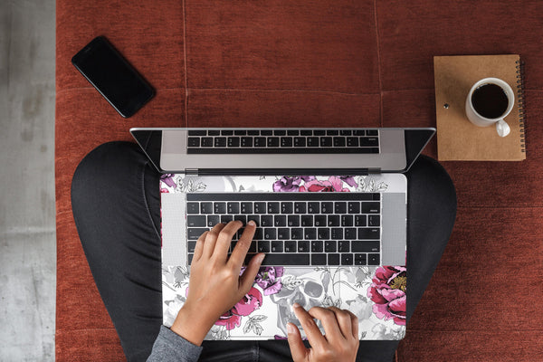 Skull Roses MacBook Skin MacBook Pro Skin MacBook Air Pro 13 15 inch Touch Bar Skin Laptop Decal Vinyl Sticker