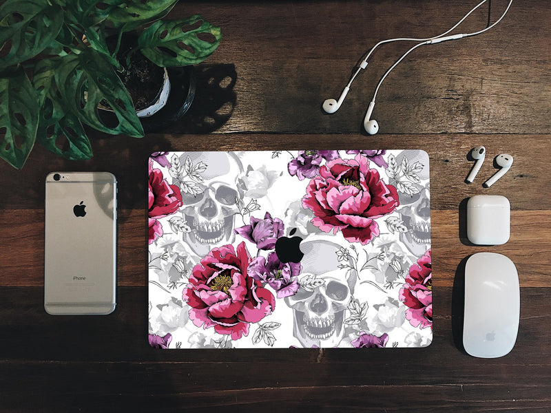 Skull Roses MacBook Skin MacBook Pro Skin MacBook Air Pro 13 15 inch Touch Bar Skin Laptop Decal Vinyl Sticker