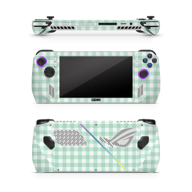 Asus Rog Ally Skins Vinyl Sticker Mint Gingham Design Premium Skin