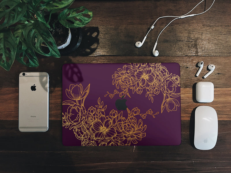 Traditional MacBook Skin Classic Damask Pattern Vinyl Laptop Wrap