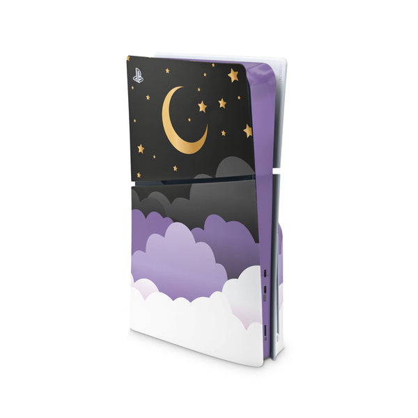 Black Moon Decal For PS5 Slim Playstation 5 Console And Controller , Full Wrap Vinyl For PS5 Slim