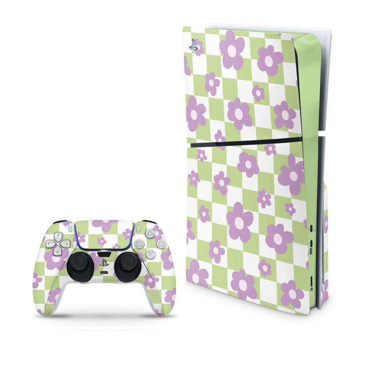CheckBoard Decal For PS5 Slim Playstation 5 Console And Controller , Full Wrap Vinyl For PS5 Slim