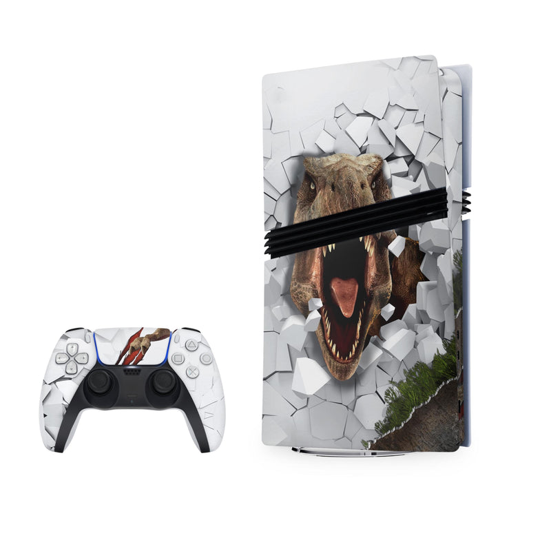 T-Rex For PS5 Pro Playstation 5 Console And Controller , Full Wrap Vinyl For PS5 Pro
