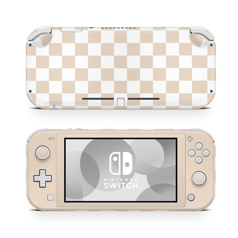 Beige Checkboard Nintendo Switch Lite Skin Decal For Game Console