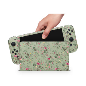 Nintendo Switch Oled Skin Decals - Foliage Garden - Wrap Vinyl Sticker - ZoomHitskins