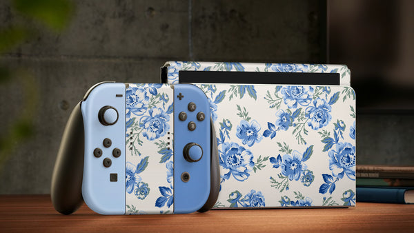 Nintendo Switch Oled Skin Decals - Sentimental Baby Blue - Wrap Vinyl Sticker - ZoomHitskins