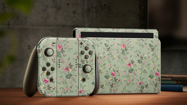 Nintendo Switch Oled Skin Decals - Foliage Garden - Wrap Vinyl Sticker - ZoomHitskins