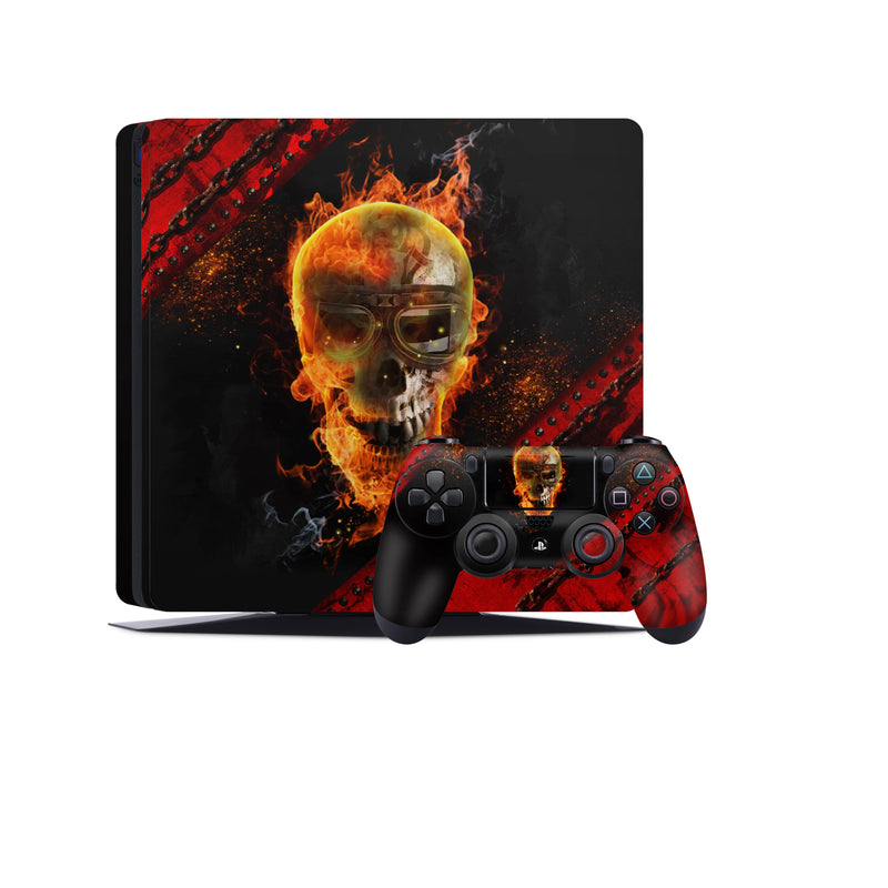 PS4 Skin Decals - Skull Inferno - Full Wrap Vinyl Sticker