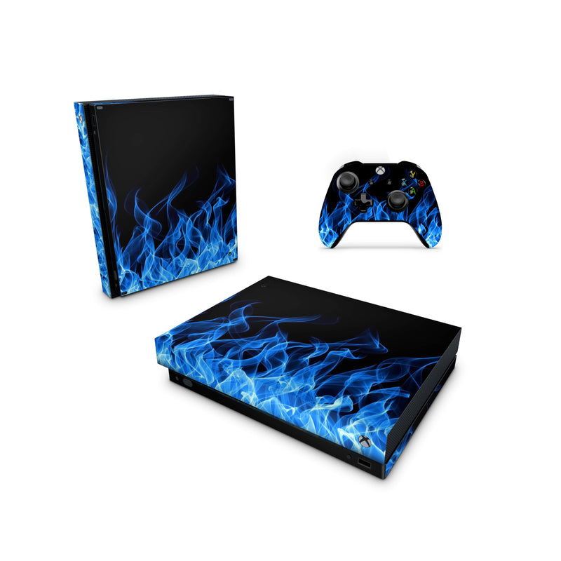 Xbox One Skin Decals - Blue Flames - Wrap Vinyl Sticker - ZoomHitskins