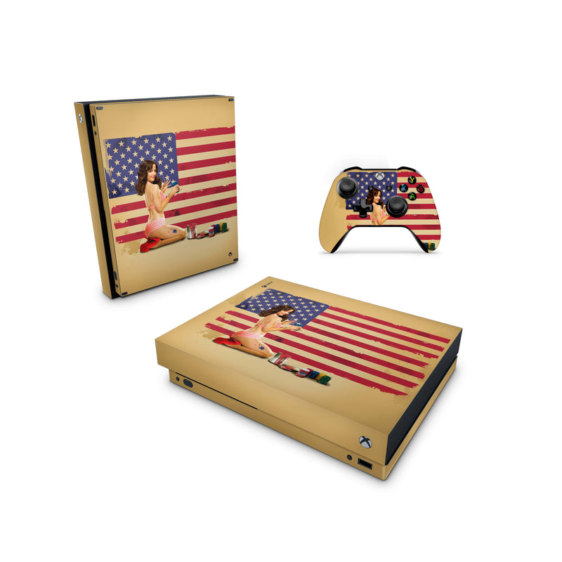 Xbox One Skin - USA Vintage Girl - Wrap Vinyl Sticker - ZoomHitskins