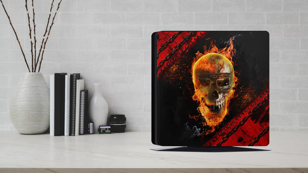 PS4 Skin Decals - Skull Inferno - Full Wrap Vinyl Sticker