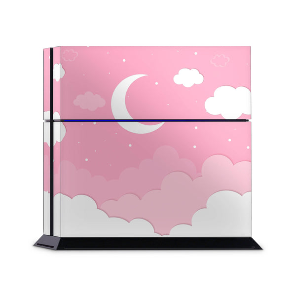 PS4 Slim Pro Fat Playstation 4 Console Skin Decal Sticker Luna Moon Degrade Pink Rose Pinky Gloss Clouds Anime Fuchsia Ombre Star Design Set - ZoomHitskin