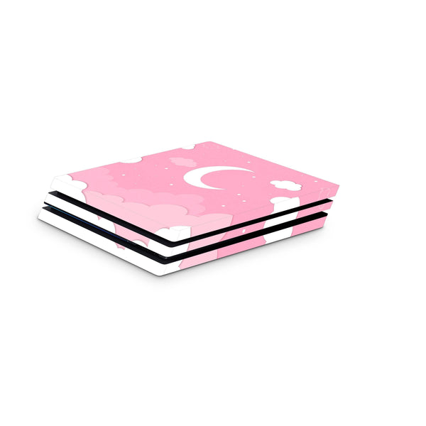 PS4 Slim Pro Fat Playstation 4 Console Skin Decal Sticker Luna Moon Degrade Pink Rose Pinky Gloss Clouds Anime Fuchsia Ombre Star Design Set - ZoomHitskin