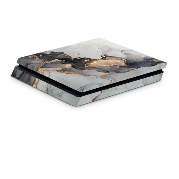 PS4 Skin Decal For Playstation 4 Console Grey Marble Gold - ZoomHitskin