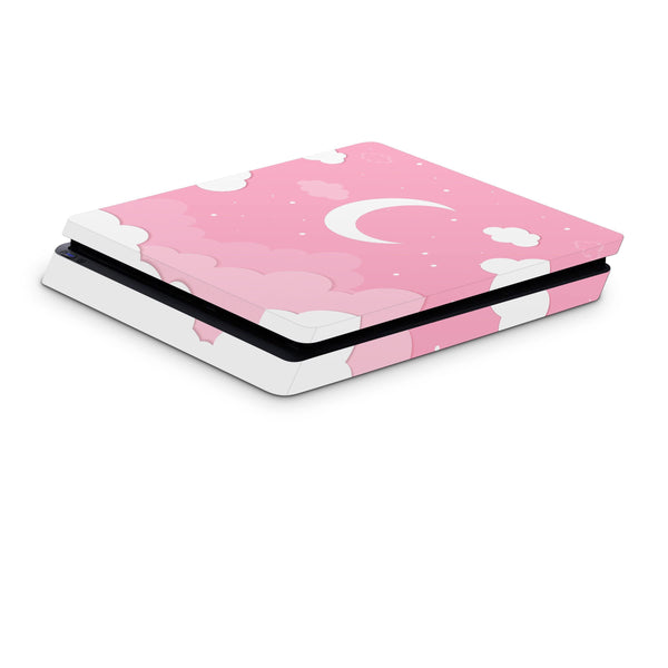 PS4 Slim Pro Fat Playstation 4 Console Skin Decal Sticker Luna Moon Degrade Pink Rose Pinky Gloss Clouds Anime Fuchsia Ombre Star Design Set - ZoomHitskin