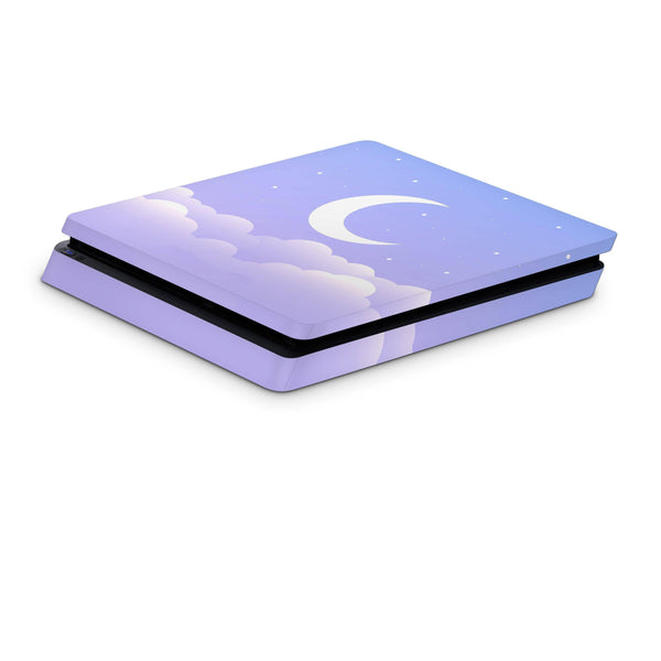 PS4 Slim Pro Fat Playstation 4 Console Skin Decal Sticker Mauve Blue Lunar Crescent Design Set - ZoomHitskin