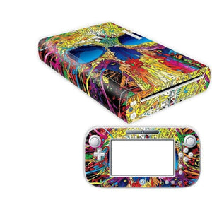 Wii U  Console Skin Decal Sticker Watercolor Skull Custom Design Set - ZoomHitskin
