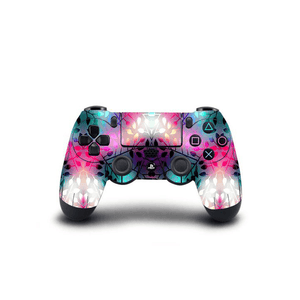 Full Cover Skin Decal Sticker For PS4 Regular Slim Pro Controller Leaves Aqua Turquoise Flowers Floral Pink Fuchsia Bontanic Blue Design - ZoomHitskin