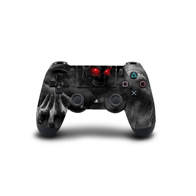 Full Cover Skin Decal Sticker For PS4 Regular Slim Pro Controller Red Evil Skull Grey Dead Cranium Bone Black Horror Fear Terror Design - ZoomHitskin