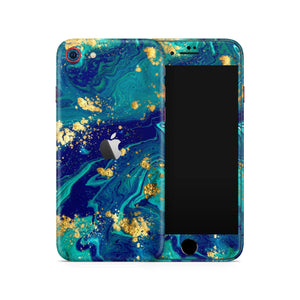 Blue Turquoise Gold Full Wrap Skin Iphone 11 Pro Max SE 2020 Decal Skins - ZoomHitskin