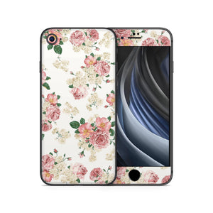 Iphone SE 2020 Skin Decal Sticker Old Fashioned European Ancien Tribute Flower Bouquet Sweetness Romantic Flowers White Girly Designs Set - ZoomHitskin