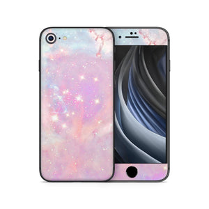 Iphone SE 2020 Skin Decal Sticker Soft Color Pastel Pale Pink Star Diamond Gold Galaxy Purple Rose Eclipse Marble Sparkle Full Design Set - ZoomHitskin