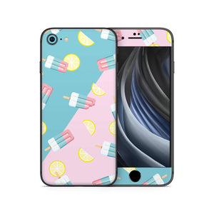 Iphone SE 2020 Skin Decal Sticker Soft Pink Blue Ice Cream Yellow Citrus Degrade Pastel White Popcycle Custom Colored Sparkle Design Set - ZoomHitskin
