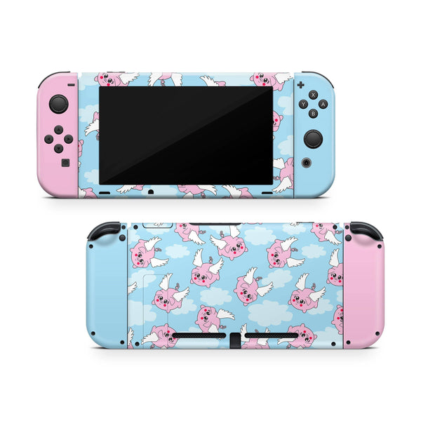 Nintendo Switch Skin Decal For Console Joy-Con And Dock Angel Pig - ZoomHitskin