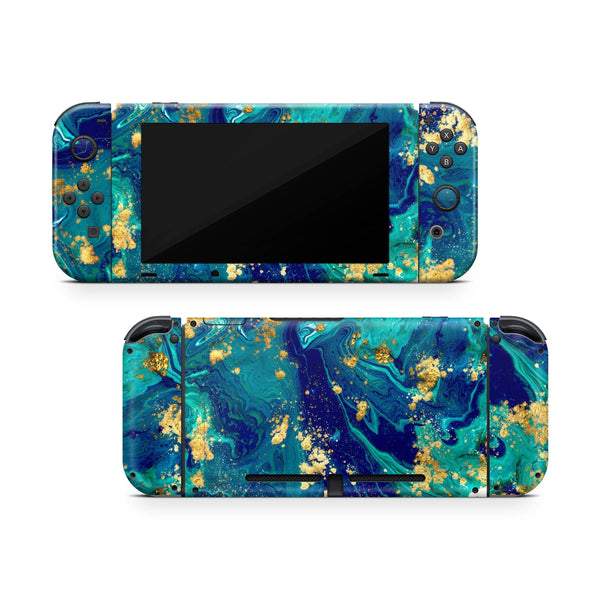 Nintendo Switch Skin Decal For Console Joy-Con And Dock Azure Liquid - ZoomHitskin
