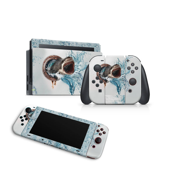 Nintendo Switch Skin Decal For Console Joy-Con And Dock Dangerous Shark - ZoomHitskin