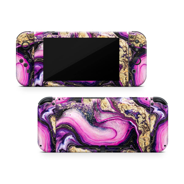 Nintendo Switch Skin Decal For Console Joy-Con And Dock Fuchsia Texture - ZoomHitskin