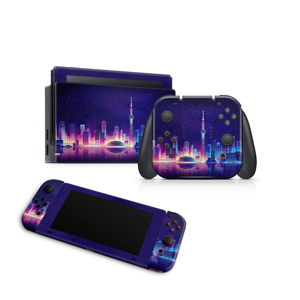 Nintendo Switch Skin Decal For Console Joy-Con And Dock Nightlife - ZoomHitskin