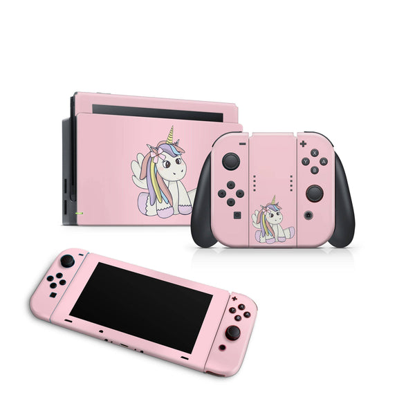 Nintendo Switch Skin Decal For Console Joy-Con And Dock Pinky Unicorns - ZoomHitskin