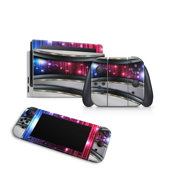 Nintendo Switch Skin Decal For Console Joy-Con And Dock Silver Colorful - ZoomHitskin