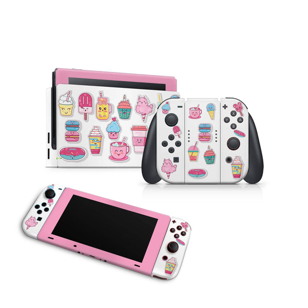 Nintendo Switch Skin Decal For Console Joy-Con And Dock Sweet Kaiwaii Cup Cake - ZoomHitskin