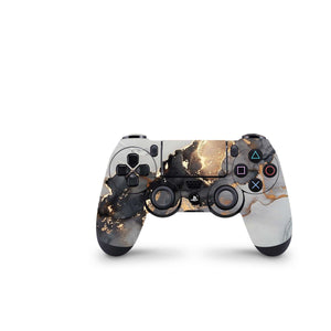 Full Cover Skin Decal Sticker For PS4 Regular Slim Pro Controller Black Marble Mineral Grey Silver Gold Texture Silver Quartz Granit Design - ZoomHitskin