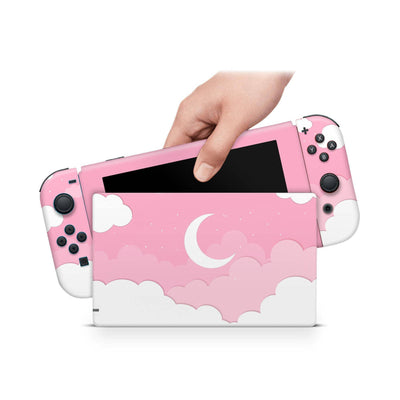 Moonight Pinky Nintendo Switch Skin Decal For Console Joy-Con And Dock - ZoomHitskin