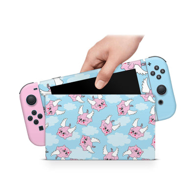 Nintendo Switch Skin Decal For Console Joy-Con And Dock Angel Pig - ZoomHitskin