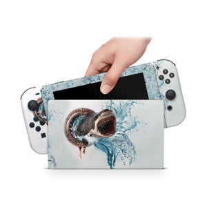 Nintendo Switch Skin Decal For Console Joy-Con And Dock Dangerous Shark - ZoomHitskin