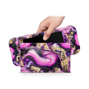 Nintendo Switch Skin Decal For Console Joy-Con And Dock Fuchsia Texture - ZoomHitskin