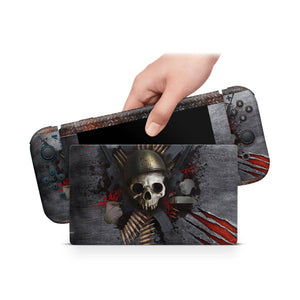 Nintendo Switch Skin Decal For Console Joy-Con And Dock Metallic Skull - ZoomHitskin