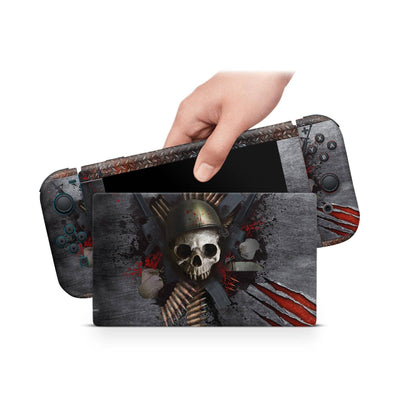 Nintendo Switch Skin Decal For Console Joy-Con And Dock Metallic Skull - ZoomHitskin