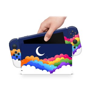 Nintendo Switch Skin Decal For Console Joy-Con And Dock Rainbow Clouds - ZoomHitskin