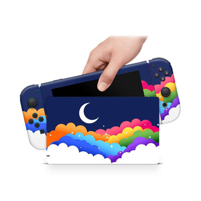 Nintendo Switch Skin Decal For Console Joy-Con And Dock Rainbow Clouds - ZoomHitskin