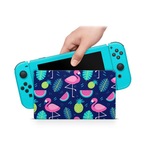 Nintendo Switch Skin Decal For Console Joy-Con And Dock Tropical Flamingos - ZoomHitskin