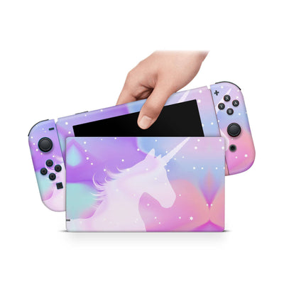 Unicorn Rainbow Nintendo Switch Skin Decal For Console Joy-Con And Dock - ZoomHitskin