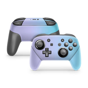 Nintendo Switch Pro Controller Skin Decal Sticker Cute Ombre Degrade Pastel Lilas Lavender Purple Baby Sky Blue Pale Light Colors Wrap Set - ZoomHitskin